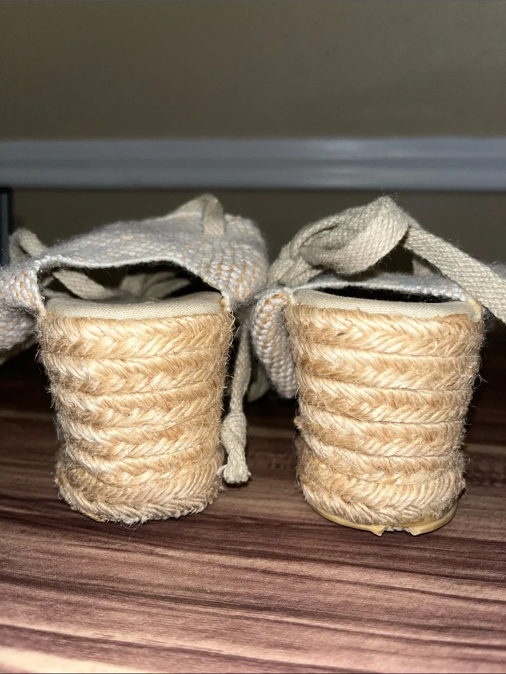 Lord and Taylor  Striped Multicolor Espadrille with ties around ankle